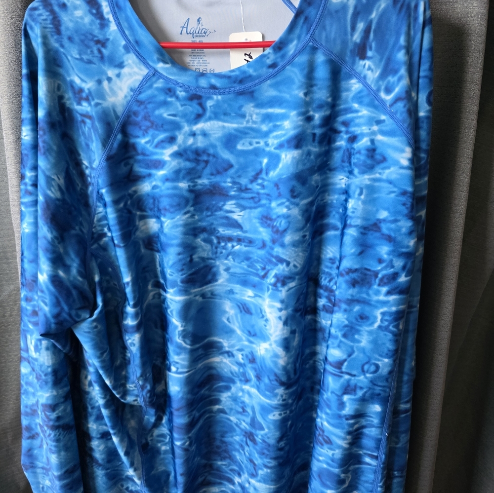 Aqua Design Blue Water Pattern Long Sleeve Shirt